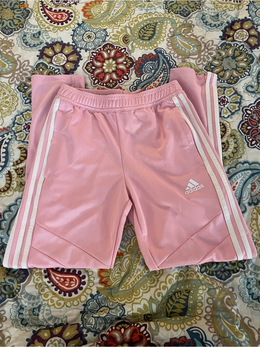 adidas Girls Pink 3 Stripe Track Pants Youth M 11-12